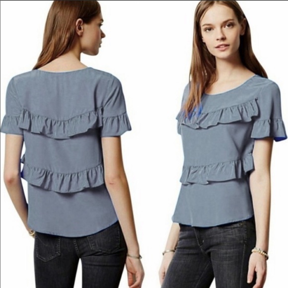 Anthropology HD In Paris Ruffle Silk Blouse - Picture 1 of 8